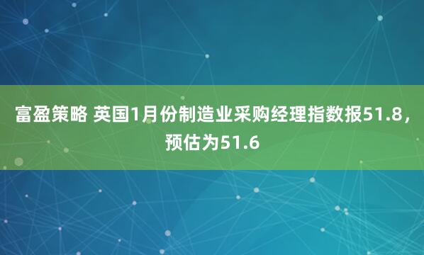 富盈策略 英国1月份制造业采购经理指数报51.8，预估为51.6