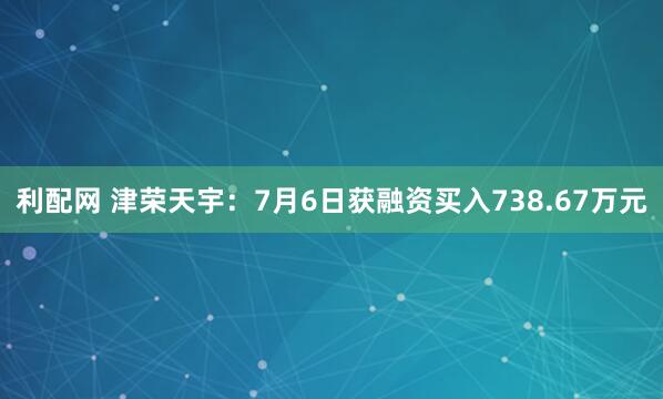 利配网 津荣天宇:7月6日获融资买入738.67万元